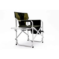 Outdoor Chair, Padded Folding Camping Chair with Side Table and Storage Pockets, Outdoor Folding Chair, Folding Lawn Chair, Lightweight Oversized Directors Chair, Green