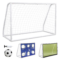 Soccer Goal for Backyard Set, 3-in-1 with Target Cloth Football Goal, 6x4 ft Portable Folding Football Goal for Backyard Practice Beach Communities Schools, 6*4 ft PVC Pipe, White