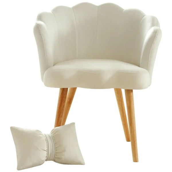 Velvet Shell Chair with Waist Pillow, Upholstered Accent Chair with Wo ...