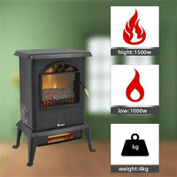 Electric Fireplace Heater,22.4" Freestanding Portable Infrared Fireplace Heater Stove with 3-Sides Realistic Flame for Indoor Use, Overheating and Tip-Over Safety,1000W/1500W