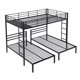 Metal Triple Bunk Beds,3 in 1 Beds,Full Over Two Twin Bunk Beds with Built-in Shelf & 2 Ladders & Full Length Safety Rail for Kids, Teens, Adults