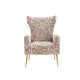 Velvet Geometric Accent Chair, Upholstered Vanity Chair with Padded Seat Cushion and Backrest,Wingback Armchair with Golden Metal Legs,Single Sofa Chair for Living Room Bedroom Office