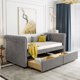 Upholstered Twin Daybed with Two Storage Drawers, Twin Size Button Tufted Sofa Bed Daybed with button Trim and Wood Slat Support (Gray)