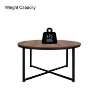 35" Round Industrial Coffee Table,Small Tea Table with X Metal Legs, Modern Leisure Sofa Table Side Table for Living Room Dining Home Farmhouse Office