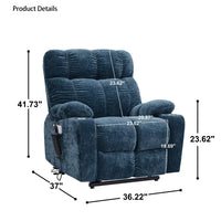 Flat Sleeping Dual OKIN Motor Power Lift Recliner Chair with Heat Massage for Elderly,Infinite Position Lay Flat 180° Recliner Chair,Soft Fabric Electric Recliner Sofa Chair for Living Room,Blue