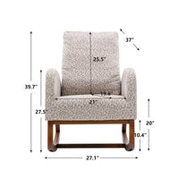 Modern Rocking Chair with Side Pocket, Upholstered Nursery Glider Rocker for Baby and Kids, High Back Accent Armchair for Living Room Bedroom Office, Hold up to 300lbs, Leopard Gray