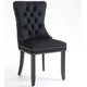 Set of 2 Velvet Dining Chairs, Luxury Tufted Accent Chairs with Nailed Trim and Back Ring Pull, Home Kitchen Dining Room Chairs, Armless Side Chairs with Solid Rubber Wood Legs, Black