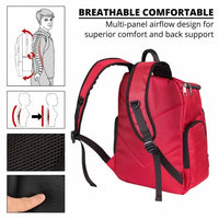 15.6 Inch Laptop Backpack for Women, Lightweight Mens Womens Travel Backpack for School (Red)