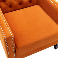 ARCTICSCORPION Accent Armchair Living Room Chair with Nailhead Trim Upholstered and Plush Cushion, Modern Accent Arm Club Chair, Tub Barrel Chair for Living Room, Bedroom, with Solid Wood Legs, Orange