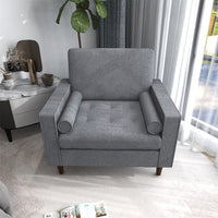 Modern Accent Armchair,Upholstered Tufted Large Club Chair with Arms and Wood Legs,Single Sofa Side Chair,Comfy Reading Chair Oversized Accent Chair for Living Room Bedroom Office,Gray