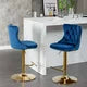 2Pcs Swivel Velvet Barstools Adjusatble Seat Chair with Golden Legs, Modern Upholstered Bar Stools with Backs Comfortable Tufted for Home Pub and Kitchen Island, Yellow