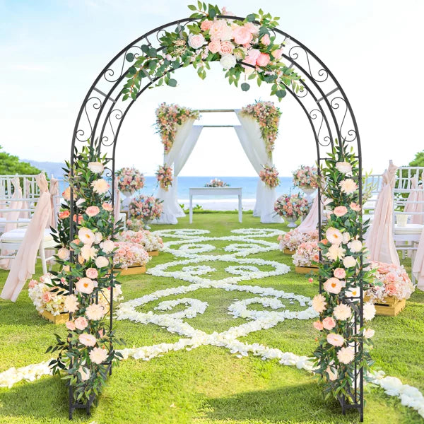 Garden Metal Arch Walkway for Wedding Ceremony Party, Christmas Garden Decorations Steel Garden Trellis for Plant Climbing, Pergola for Garden, Backyard, Lawn, Bench (Dome)