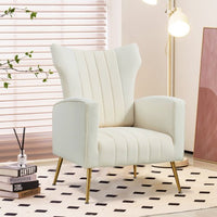 Velvet Tufted Accent Chair, Wingback Armchair with Padded Seat & Backrest,Single Sofa with Golden Metal Legs,for Reading Lounging Living Room Bedroom Office Club