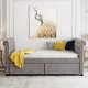 Upholstered Twin Daybed with Two Storage Drawers, Twin Size Button Tufted Sofa Bed Daybed with button Trim and Wood Slat Support (Gray)