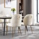 Velvet Dining Chairs Set of 2,Modern Tufted Accent Upholstered Chairs Wingback Armless Side Chair with Gold Legs for Living Room Bedroom Kitchen Vanity (Cream)