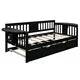 Twin Size Daybed with Twin Trundle, Multifunctional Wood Daybed Frame with Three Sides Handrails and Foldable Shelves, Twin Platform Bed Sofa Bed with Wood Slat Support, No Box Spring Needed Espresso