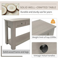 64"Long Console Table, Narrow Sofa Table with 4 Storage Drawers&Bottom Shelf, Storage Console Table, Classic Accent Retro Entryway Sofa Table for Entryway,Hallway, Livingroom, Gray Wash