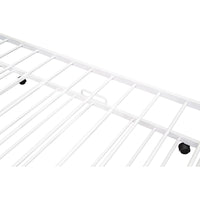 Twin Size House Bed with Trundle, Tent Metal Bed Frame, Floor Play House Bed with Slat, Montessori Beds Metal Canopy Bed Frame, No Box Spring Needed, White