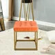 Velvet Footstool Bench, Square Vanity Chair with Metal Frame, Shoe Changing Stool, Sofa Makup Stool, Rest Stool for Clothes Shop, Living Room, Porch, Fitting Room Bedroom, Orange