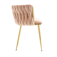 Velvet Accent Chairs Set of 2,Modern Armless Chair with Golden Legs,Single Sofa Side Chair Comfy Reading Chair for Living Room Bedroom,Pink