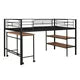 Twin Size Loft Bed with Rolling Desk and Storage Shelves,Heavy-Duty Metal Loft Bed Frame with Safety Guardrail for Kids Teens Bedroom,Space-Saving Low Loft Bed with Sturdy Metal Slats Support,Black