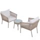 3pcs Patio Chairs Set, including 2 Single Chairs and 1 Coffee Table, Outdoor Front Porch Furniture Bistro Set, 3 Piece Wicker Patio Chairs, Balcony Furniture for Backyard Patio Lawn Pool, Beige