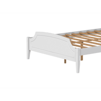 Contemporary Roman Style Full Size Bed,Solid Wood Bed Frame,No Box Spring Needed,Paint Sprayed Finishing,White