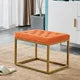 Velvet Footstool Bench, Square Vanity Chair with Metal Frame, Shoe Changing Stool, Sofa Makup Stool, Rest Stool for Clothes Shop, Living Room, Porch, Fitting Room Bedroom, Orange