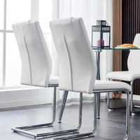Dining Chairs Set of 4, Modern Dining Chairs with Faux Leather Padded Seat Upholstered High Back Diner Chair with Metal Legs for Kitchen, Living, Bedroom, Dining Room Armless Side Chair, White