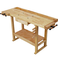 Wooden Workbench,Rubberwood Workbench with 1 Drawer,Work Bench for Garage Workshop and Home,Natural