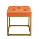 Velvet Footstool Bench, Square Vanity Chair with Metal Frame, Shoe Changing Stool, Sofa Makup Stool, Rest Stool for Clothes Shop, Living Room, Porch, Fitting Room Bedroom, Orange