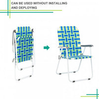 2pcs Beach Chairs Set,Patio Folding Chairs,Bearing 120kg,Outdoor Webbing Chair with Steel Frame,Lightweight & Portable Camping Chairs Patio Chairs for Fishing,Yard,Garden,Poolside