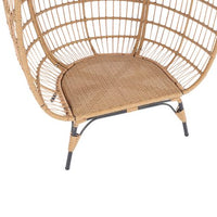 Wicker Egg Chair, Stationary Patio Lounge Basket with Soft Cushions, Stable Metal Frame, Gorgeous Indoor Outdoor Lounge Chair, Ideal for Living Room, Backyard, 240LBS Max Load (Dark Gray)