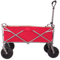 Portable Beach Trolley Cart 200 LBS Capacity, Folding Wagon Garden Cart with 4 Universal Wheels, Collapsible Wagon Cart with 4 Universal Wheels for Shopping Park Picnic, Beach Trip, Camping, Red