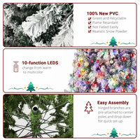 9ft Pre-Lit Christmas Tree, Artificial Snow Flocked Pine Tree with 900 Lights Warm Color 4 Colors 8 Modes, 2094 Branch Tips, Hinged Full Xmas Tree Foldable Metal Stand, for Indoor Home Office Decor