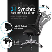 Ergonomic Office Chair,Computer Swivel Game Chair,Rolling Home Desk Chair with 4D Adjustable Flip Armrests,Adjustable Lumbar Support and Blade Wheels,Mesh Task Chair for Bedroom Dorm Study,Black