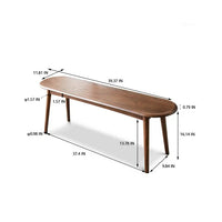 Oak Wood Dining Bench with Tapered Legs, Mid-century Modern Bed Bench with Curved Edge for Dining Room, Bedroom, Walnut