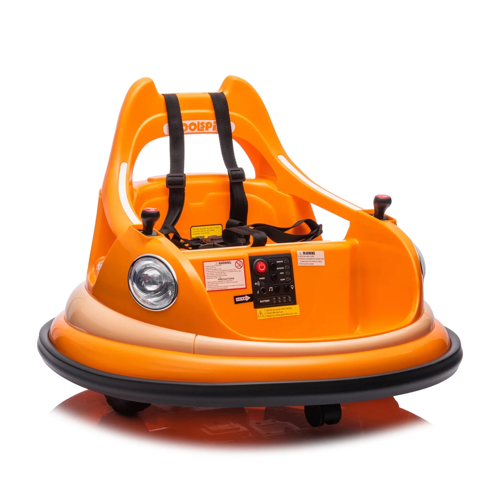 12V Ride on Bumper Car for Kids, Toy Electric Battle Vehicle with Parent Remote, 2 Driving Mode, 360° Spin, Electric Bumping Car with Music, Anti-collision Padding and Five-point Safety Belt, Orange