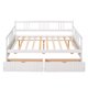 Twin Size Daybed Frame with Two Storage Drawers, Wood Sofa Bed Frame with Slats Support, Indoor Mattress Foundation for Bedroom Living Room, No Box Spring Required, White