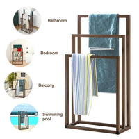 3 Tiers Metal Towel Bar Rack, Freestanding Hand Towel Holder with Storage Organizer, Floor Towel Racks with Bath Storage and for Bathroom Living Room Washroom,Pool