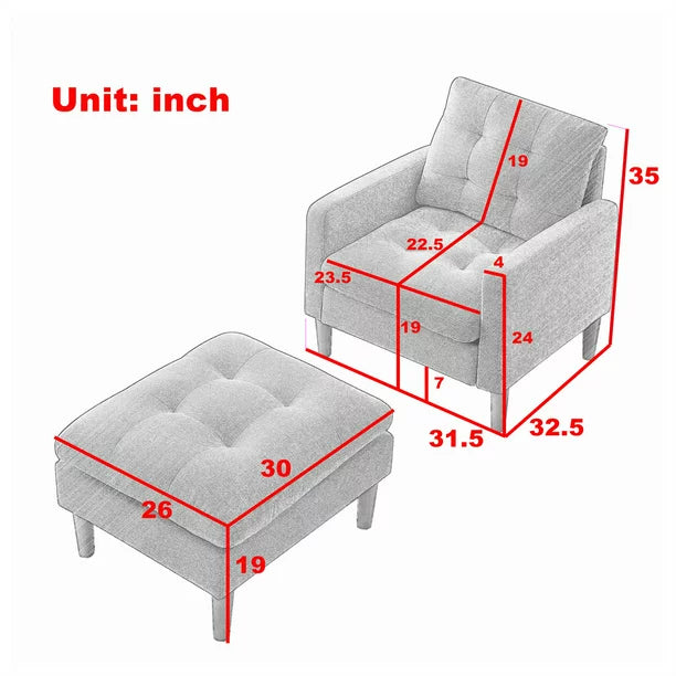 Single sofa best sale chair with footrest