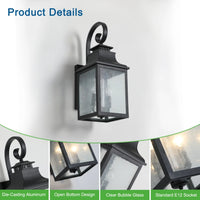 Outdoor Large Wall Sconces Light Fixture, Waterproof Glass Retro Wall Lamp Wall Light, Porch Lights Wall Scones for House Porch Yard