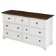 Wooden Captain Seven-Drawer Dresser for Bedroom, Living Room, Kids' Room, White+Walnut