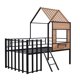 Twin Size Metal House Bed,Loft Bed with Storage Shelf,Roof and Window,Steel Bed Frame with Full-Length Guardrail & Ladder,for Girls Boys Teens,No Noise, No Box Spring Needed