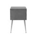 2-drawers Nightstand, Velvet Upholstered Bedside Table with Silver Rivet Decor and Metal Legs, Modern End Table for Bedroom Living Room, Gray