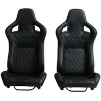 2-Piece Racing Seats, Pair of Bucket Seats with Adjustable Double Slidesfor Front-Back Adjustment, Universal PVC Leather Racing Seats for Cars (Black)