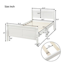 Twin Size Wood Platform Bed, Platform Bed Frame Mattress Foundation Sleigh Bed with Headboard Footboard, Wood Slat Support, White