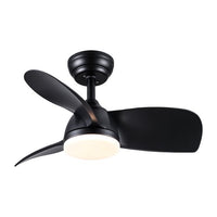 28 In Intergrated LED Ceiling Fan, Downrod Mounted 3-Blade Fan with 6 Wind Speeds, Remote Control and Color-changing LED Light, Modern Ceiling Fan for Home&Office&Dorm, Black