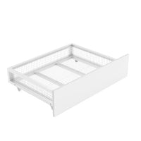 Metal Full House Bed for Kids, Full Montessori Bed with 2 Drawers, Full Size Platform Bed Frame with Roof, Headboard & Footboard, House Storage Platform for Kids, Teens, Girls and Boys, White