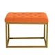 Velvet Footstool Bench, Square Vanity Chair with Metal Frame, Shoe Changing Stool, Sofa Makup Stool, Rest Stool for Clothes Shop, Living Room, Porch, Fitting Room Bedroom, Orange